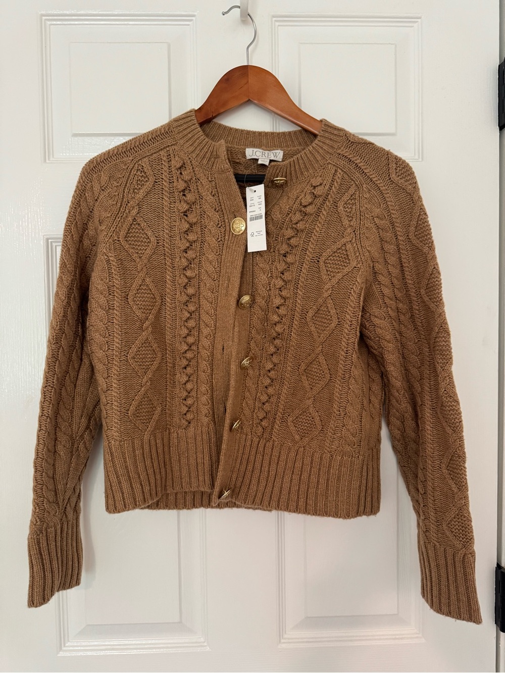 J. Crew Women's Cable Knit Cardigan Sweater in Heather Acorn